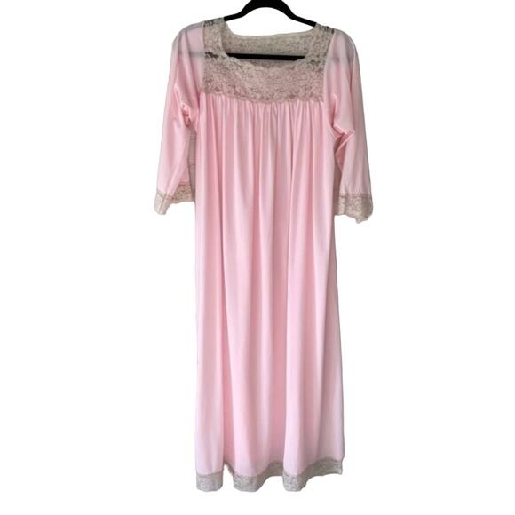 Vintage Pink Lace Lingerie Nightgown Medium Retro - Picture 1 of 7
